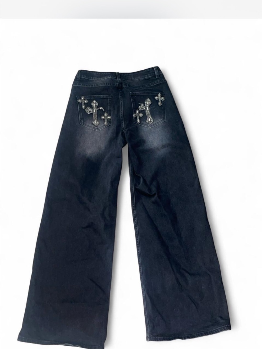 Current mood Dark Wash Wide-Leg Jeans with Embellished Back Pockets